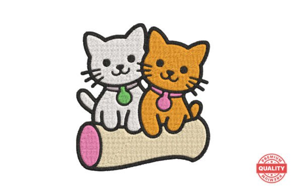Cute Cat Couple on Log: A Craft Fair Embroidery Review